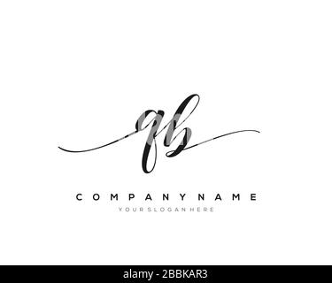 QB Initial Letter handwriting logo hand drawn template vector, logo for beauty, cosmetics, wedding, fashion and business Stock Vector