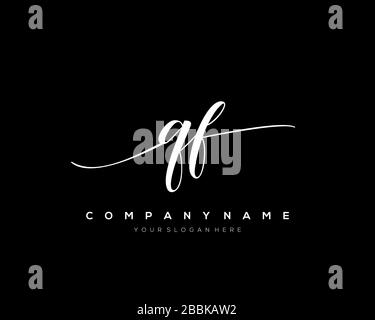 QF Initial Letter handwriting logo hand drawn template vector, logo for beauty, cosmetics, wedding, fashion and business Stock Vector