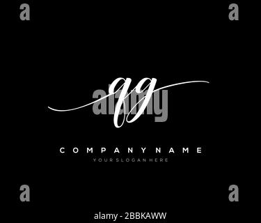 QG Initial Letter handwriting logo hand drawn template vector, logo for beauty, cosmetics, wedding, fashion and business Stock Vector