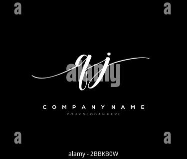 QJ Initial Letter handwriting logo hand drawn template vector, logo for beauty, cosmetics, wedding, fashion and business Stock Vector