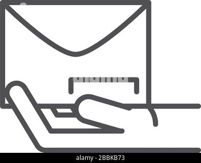 hand with envelope post related related delivery vector illustration line style icon Stock Vector