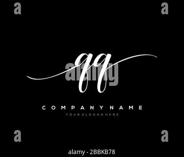 QQ Initial Letter handwriting logo hand drawn template vector, logo for beauty, cosmetics, wedding, fashion and business Stock Vector