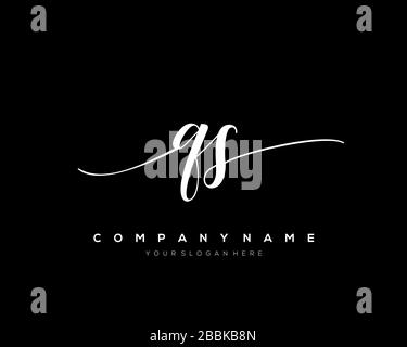 QS Initial Letter handwriting logo hand drawn template vector, logo for beauty, cosmetics, wedding, fashion and business Stock Vector