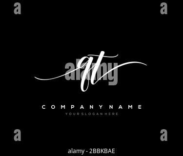 QT Initial Letter handwriting logo hand drawn template vector, logo for beauty, cosmetics, wedding, fashion and business Stock Vector
