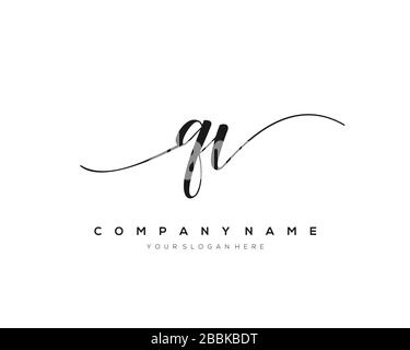 QV Initial Letter handwriting logo hand drawn template vector, logo for beauty, cosmetics, wedding, fashion and business Stock Vector