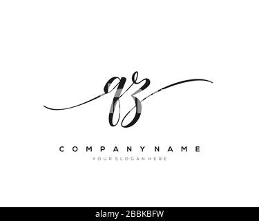 QZ Initial Letter handwriting logo hand drawn template vector, logo for beauty, cosmetics, wedding, fashion and business Stock Vector