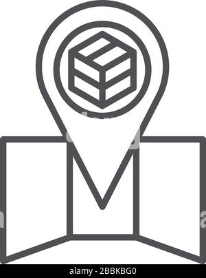 folded map location pin box cargo shipping related delivery vector ...
