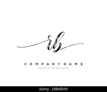 RB Initial Letter handwriting logo hand drawn template vector, logo for beauty, cosmetics, wedding, fashion and business Stock Vector