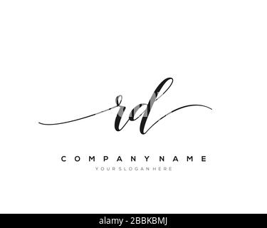 RD Initial Letter handwriting logo hand drawn template vector, logo for beauty, cosmetics, wedding, fashion and business Stock Vector