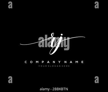 RJ Initial Letter handwriting logo hand drawn template vector, logo for beauty, cosmetics, wedding, fashion and business Stock Vector