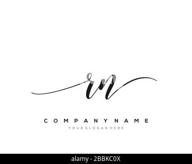 RN Initial Letter handwriting logo hand drawn template vector, logo for beauty, cosmetics, wedding, fashion and business Stock Vector