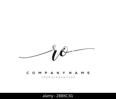 RO Initial Letter handwriting logo hand drawn template vector, logo for beauty, cosmetics, wedding, fashion and business Stock Vector