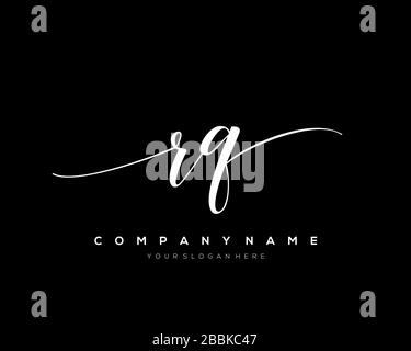 RQ Initial Letter handwriting logo hand drawn template vector, logo for beauty, cosmetics, wedding, fashion and business Stock Vector