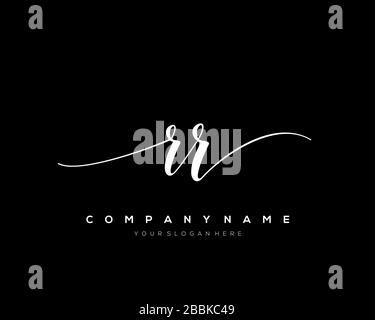 RR Initial Letter handwriting logo hand drawn template vector, logo for beauty, cosmetics, wedding, fashion and business Stock Vector