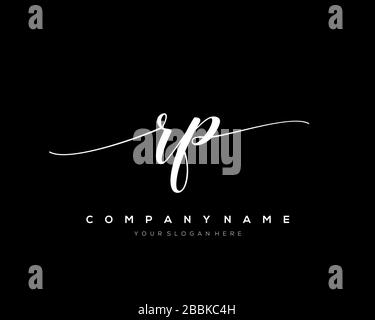 RP Initial Letter handwriting logo hand drawn template vector, logo for beauty, cosmetics, wedding, fashion and business Stock Vector