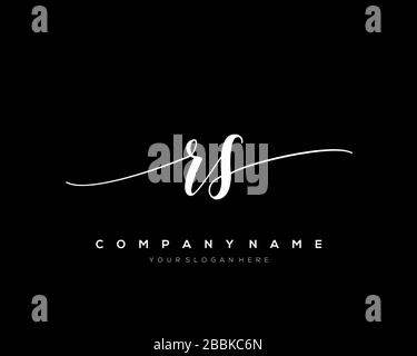 RS Initial Letter handwriting logo hand drawn template vector, logo for beauty, cosmetics, wedding, fashion and business Stock Vector
