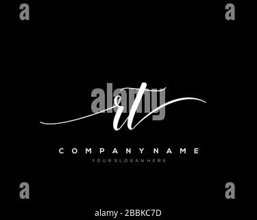 RT Initial Letter handwriting logo hand drawn template vector, logo for beauty, cosmetics, wedding, fashion and business Stock Vector