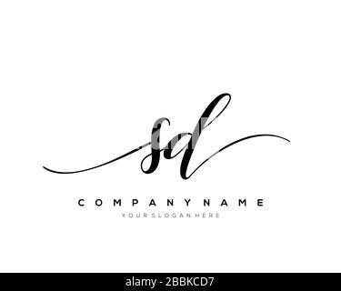 SD Initial Letter handwriting logo hand drawn template vector, logo for beauty, cosmetics, wedding, fashion and business Stock Vector