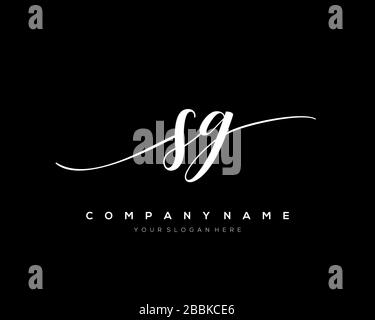 SG Initial Letter handwriting logo hand drawn template vector, logo for beauty, cosmetics, wedding, fashion and business Stock Vector