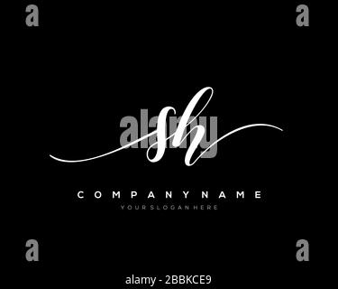 SH Initial Letter handwriting logo hand drawn template vector, logo for beauty, cosmetics, wedding, fashion and business Stock Vector