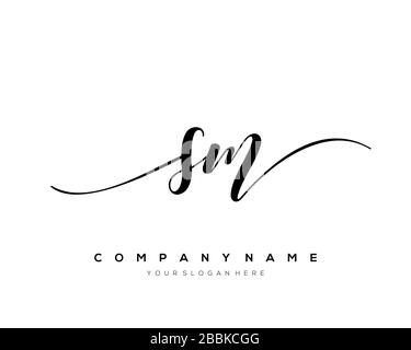 SM Initial Letter handwriting logo hand drawn template vector, logo for beauty, cosmetics, wedding, fashion and business Stock Vector