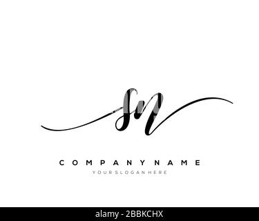 SN Initial Letter handwriting logo hand drawn template vector, logo for beauty, cosmetics, wedding, fashion and business Stock Vector