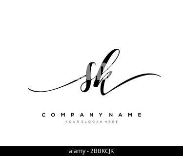 SK Initial Letter handwriting logo hand drawn template vector, logo for beauty, cosmetics, wedding, fashion and business Stock Vector