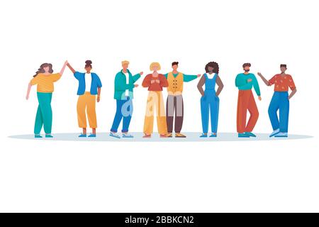 Multinational group flat vector illustration Stock Vector