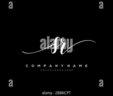 SR Initial Letter handwriting logo hand drawn template vector, logo for beauty, cosmetics, wedding, fashion and business Stock Vector