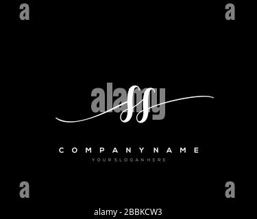 SS Initial Letter handwriting logo hand drawn template vector, logo for beauty, cosmetics, wedding, fashion and business Stock Vector