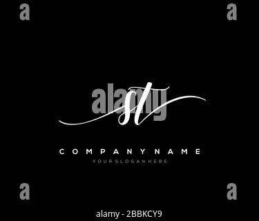 ST Initial Letter handwriting logo hand drawn template vector, logo for beauty, cosmetics, wedding, fashion and business Stock Vector