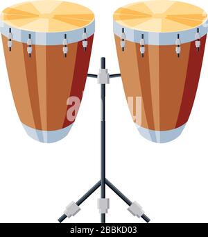 congas drums with tripod on white background vector illustration design Stock Vector