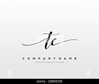 TC Initial Letter handwriting logo hand drawn template vector, logo for beauty, cosmetics, wedding, fashion and business Stock Vector