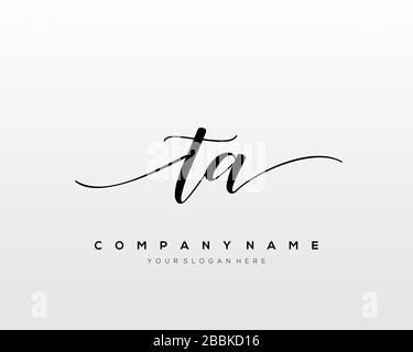TA Initial Letter handwriting logo hand drawn template vector, logo for beauty, cosmetics, wedding, fashion and business Stock Vector