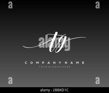 TG Initial Letter handwriting logo hand drawn template vector, logo for beauty, cosmetics, wedding, fashion and business Stock Vector