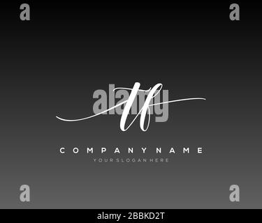 TF Initial Letter handwriting logo hand drawn template vector, logo for beauty, cosmetics, wedding, fashion and business Stock Vector