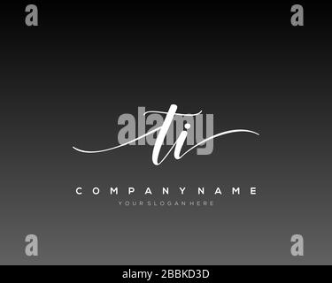 TI Initial Letter handwriting logo hand drawn template vector, logo for beauty, cosmetics, wedding, fashion and business Stock Vector