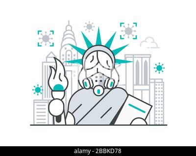 New York and USA on Quarantine Concept Stock Vector