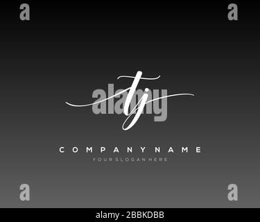 TJ Initial Letter handwriting logo hand drawn template vector, logo for beauty, cosmetics, wedding, fashion and business Stock Vector