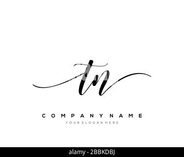 TN Initial Letter handwriting logo hand drawn template vector, logo for beauty, cosmetics, wedding, fashion and business Stock Vector
