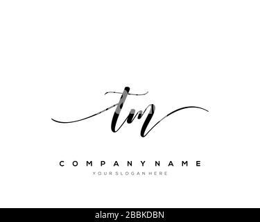 TM Initial Letter handwriting logo hand drawn template vector, logo for beauty, cosmetics, wedding, fashion and business Stock Vector
