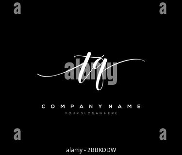 TQ Initial Letter handwriting logo hand drawn template vector, logo for beauty, cosmetics, wedding, fashion and business Stock Vector