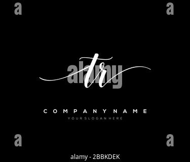 TR Initial Letter handwriting logo hand drawn template vector, logo for beauty, cosmetics, wedding, fashion and business Stock Vector