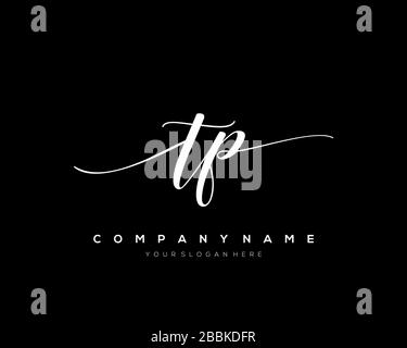 TP Initial Letter handwriting logo hand drawn template vector, logo for beauty, cosmetics, wedding, fashion and business Stock Vector