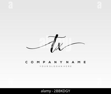 TX Initial Letter handwriting logo hand drawn template vector, logo for beauty, cosmetics, wedding, fashion and business Stock Vector