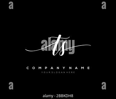 TS Initial Letter handwriting logo hand drawn template vector, logo for beauty, cosmetics, wedding, fashion and business Stock Vector