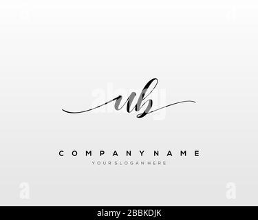 UB Initial Letter handwriting logo hand drawn template vector, logo for beauty, cosmetics, wedding, fashion and business Stock Vector