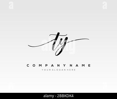 TY Initial Letter handwriting logo hand drawn template vector, logo for beauty, cosmetics, wedding, fashion and business Stock Vector