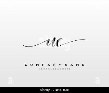 UC Initial Letter handwriting logo hand drawn template vector, logo for beauty, cosmetics, wedding, fashion and business Stock Vector
