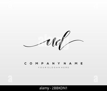 UD Initial Letter handwriting logo hand drawn template vector, logo for beauty, cosmetics, wedding, fashion and business Stock Vector